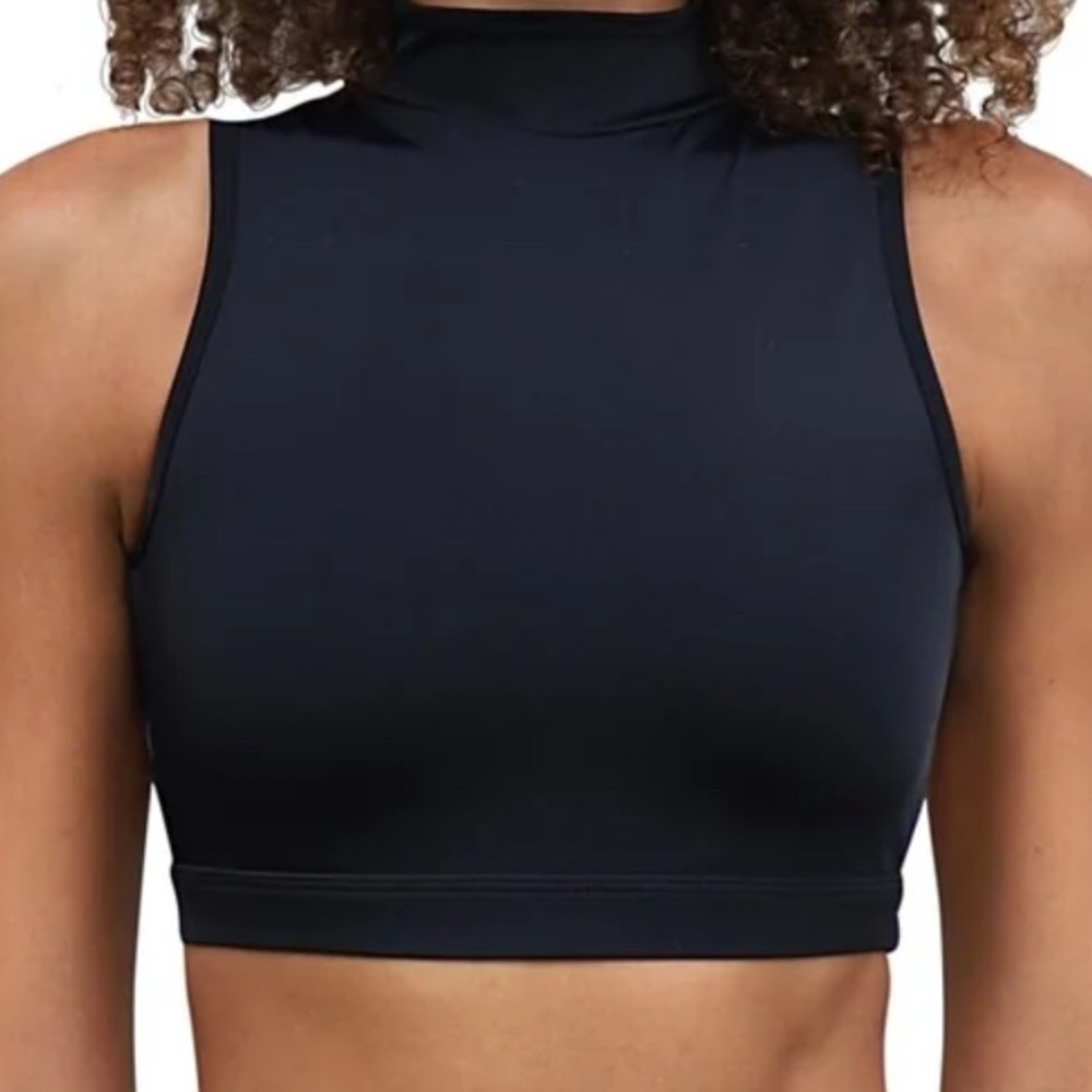 Makara Wear - Kamala Sporty Bikini Crop Top - Black High-Neck Women's Swim - Sm